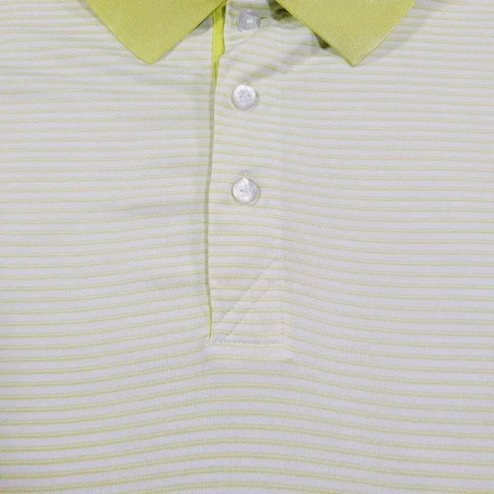 Cutter & Buck Polo Shirt Mens 2XL Yellow Striped CB DryTec Golf Performance